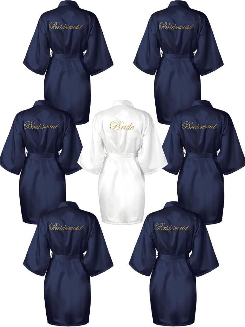 Elegant Satin Bridesmaids Robes Set - Silky Kimono Bathrobe Sleepwear for